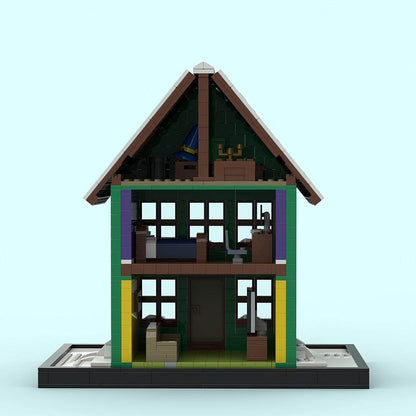 Animated Suburban Cartoon House Diorama Building Kit | LEGO-Compatible MOC - 3