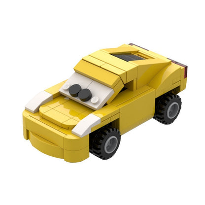 Animated Yellow Race Car MOC Building Kit | 6-Wide Sports Vehicle Model - 1