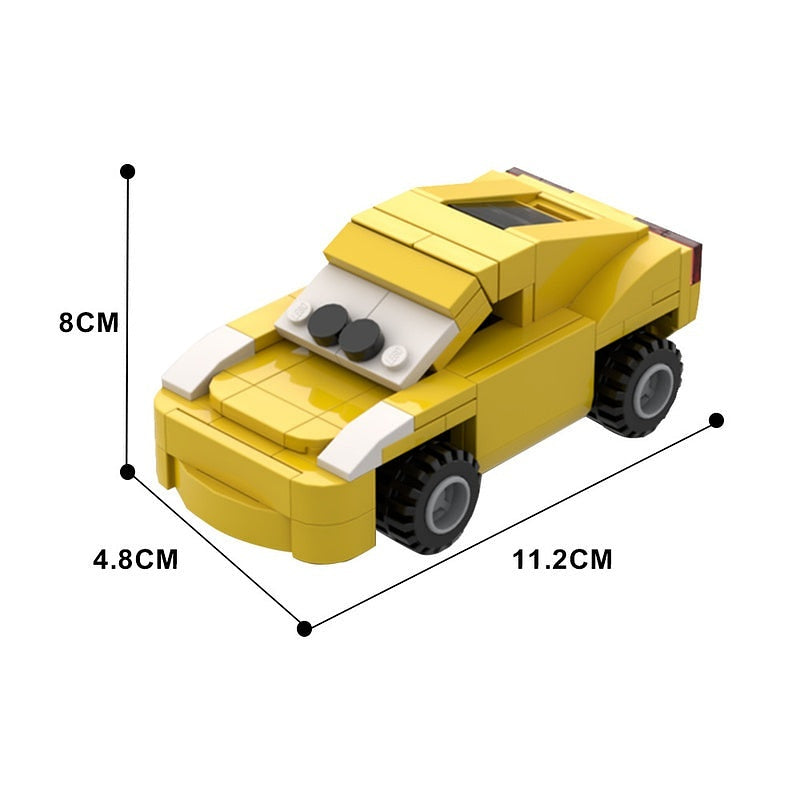 Animated Yellow Race Car MOC Building Kit | 6-Wide Sports Vehicle Model - 5