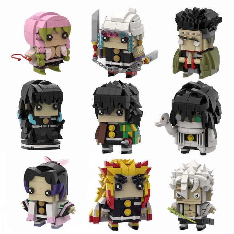 Anime Hero Slayer Squad Brickheadz Building Kit | LEGO-Compatible MOC - 1