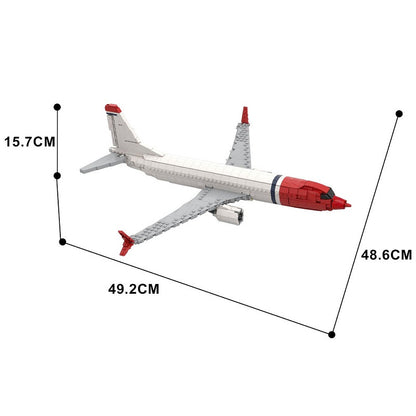 B737-800 Commercial Airliner MOC Building Kit | Red Nose Jet Model - 4