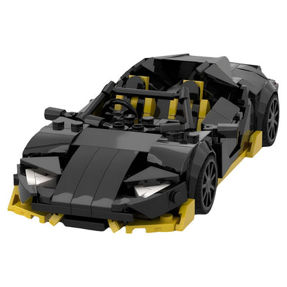 Black & Yellow Open-Top Supercar MOC Building Kit - 1