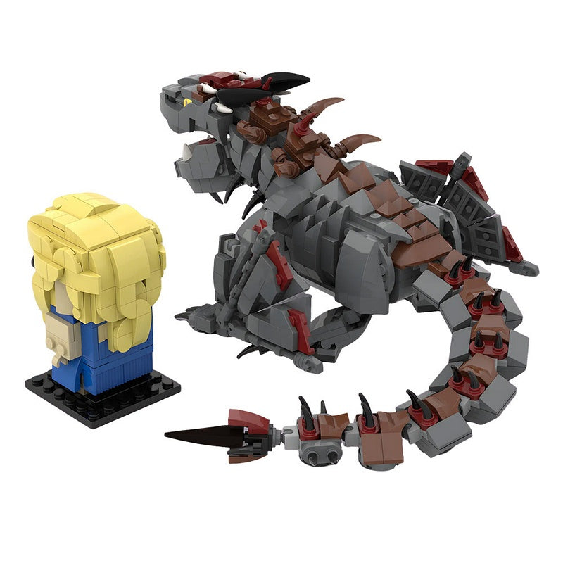 Blonde Fantasy Rider & Dark Dragon MOC Building Kit - 3