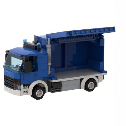 Blue Emergency Support Cargo Truck with Tarpaulin MOC Building Kit - 4