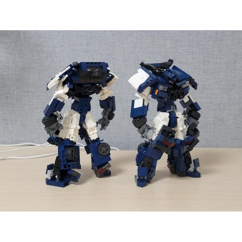 Blue & White Police-Car Robot MOC Building Kit | Dual-Mode Model - 3