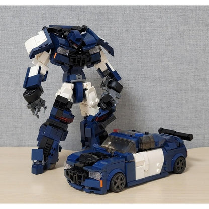 Blue & White Police-Car Robot MOC Building Kit | Dual-Mode Model - 5