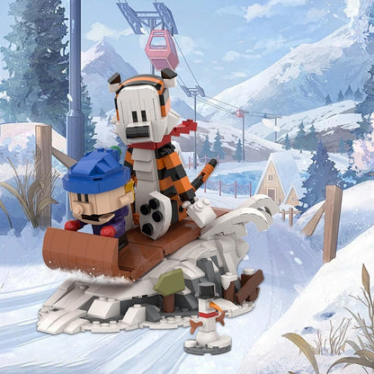 Boy And Tiger Winter Sledding Adventure MOC Building Kit - 4