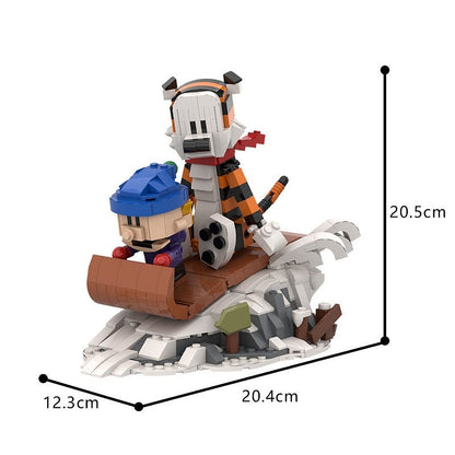 Boy And Tiger Winter Sledding Adventure MOC Building Kit - 5