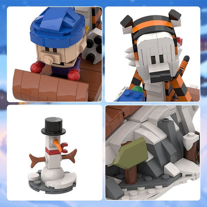 Boy And Tiger Winter Sledding Adventure MOC Building Kit - 6