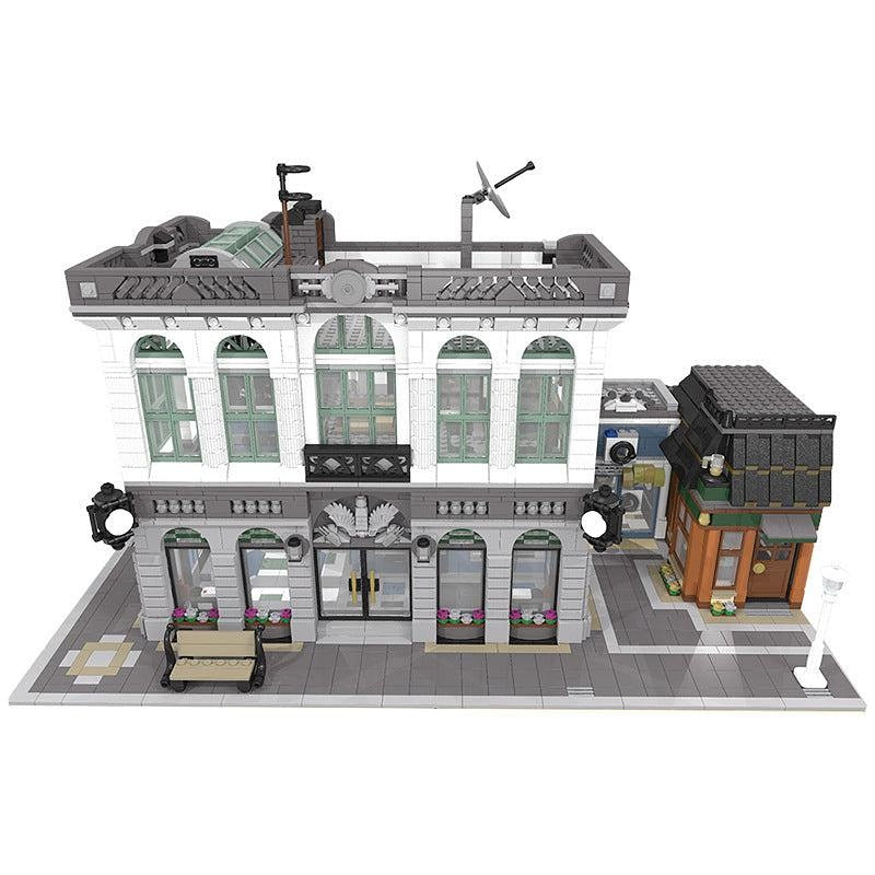 Brick Bank Coffee Shop MOC Building Kit | City Modular Architecture - 1