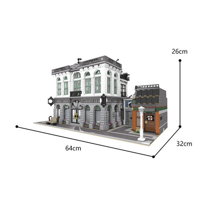 Brick Bank with Coffee Shop Building Kit | LEGO-Compatible MOC - 4