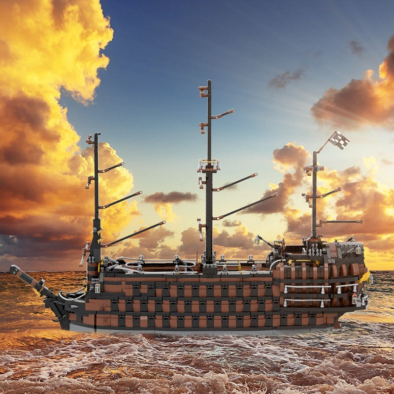 Brown Pirate Ship MOC Classic Pirate Vessel Building Kit - 2
