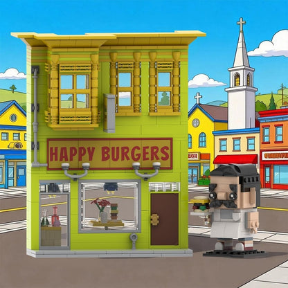 Burger Chef Cube Character & Burger Shop MOC Building Kit - 1