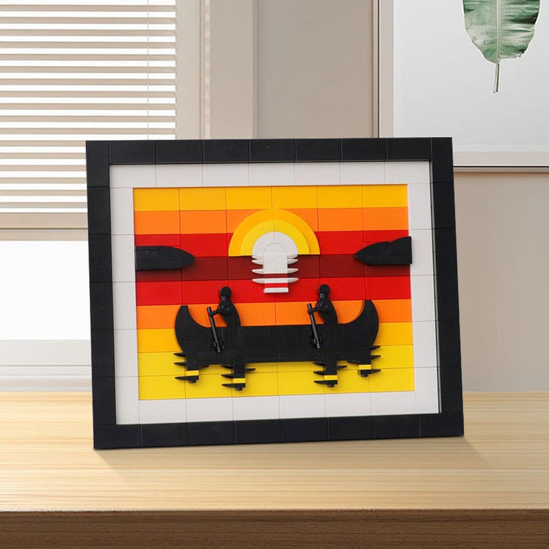 Canoe At Sunset MOC Building Kit | Nature Scene Display Model - 2