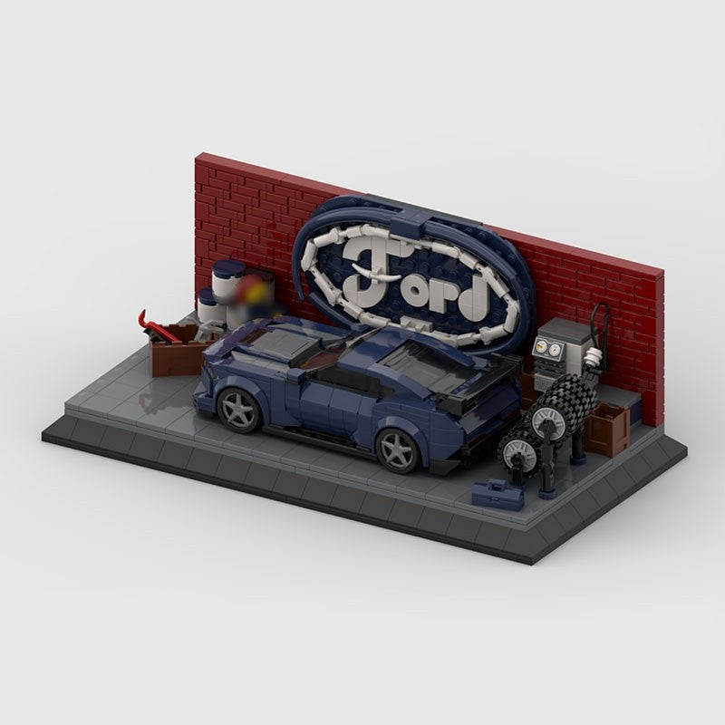 Car Model Display Stand MOC Building Kit | Automotive Showcase Diorama - 2