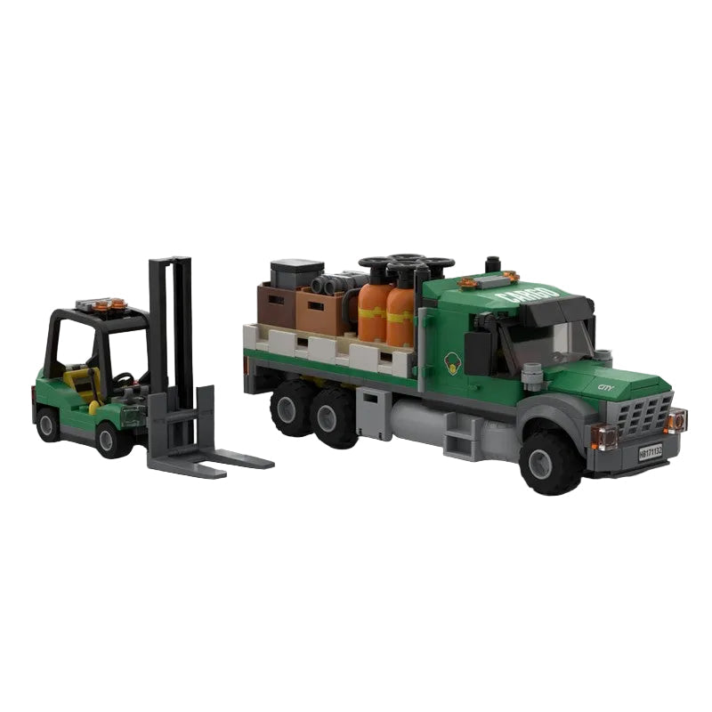 Cargo Flatbed Truck & Forklift Building Kit | Compatible MOC - 1