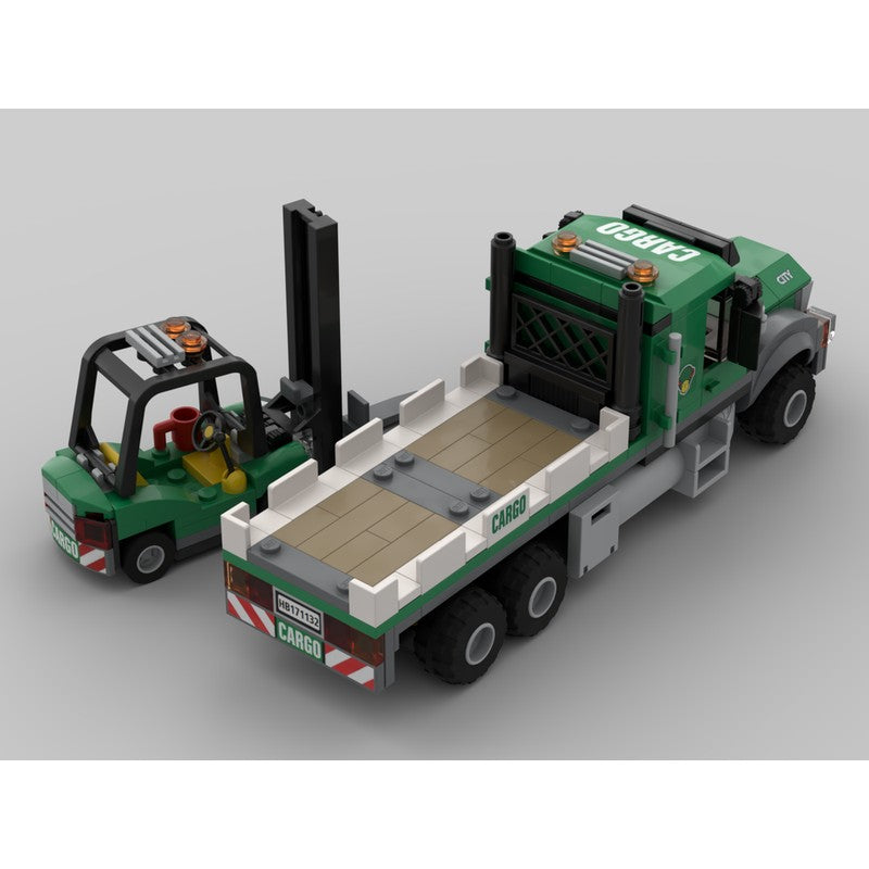 Cargo Flatbed Truck & Forklift Building Kit | Compatible MOC - 2