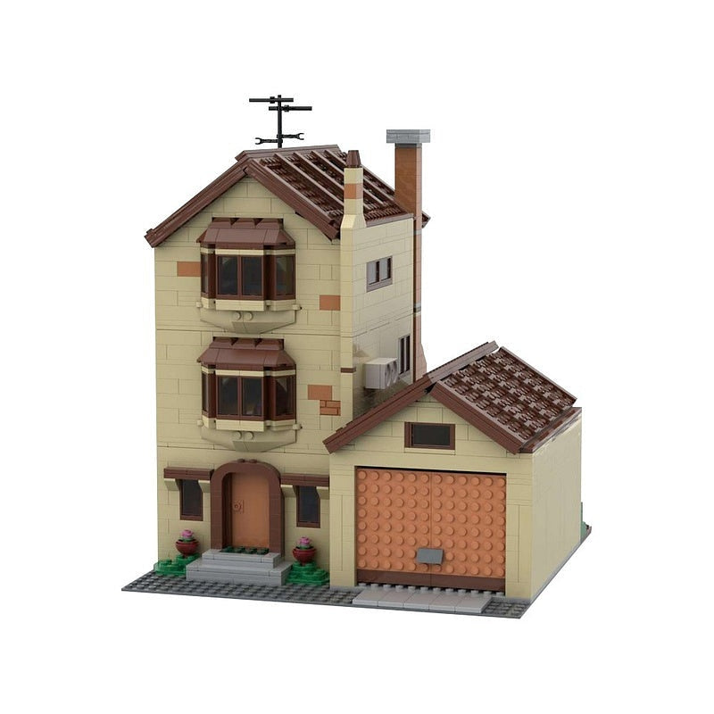Cartoon Style Family House MOC Building Kit | Modular Suburban Home Model - 1
