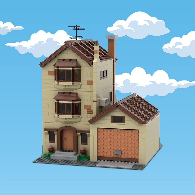 Cartoon Style Family House MOC Building Kit | Modular Suburban Home Model - 5