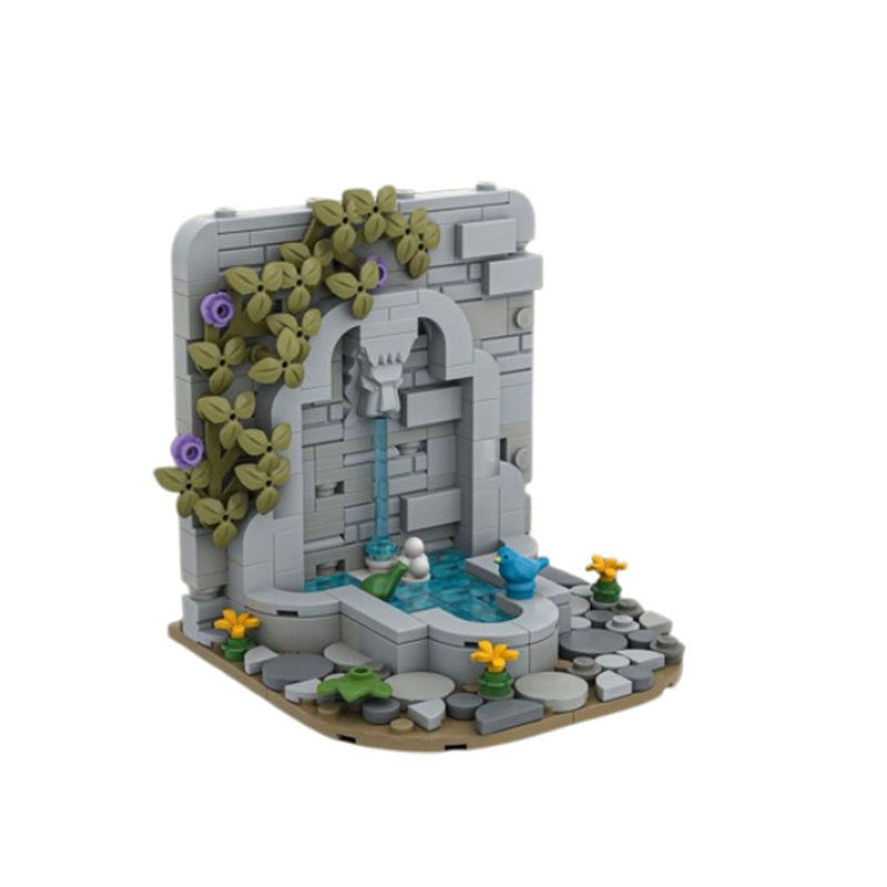 Castle's Fountain MOC Building Kit | Medieval Architecture Display Model - 3