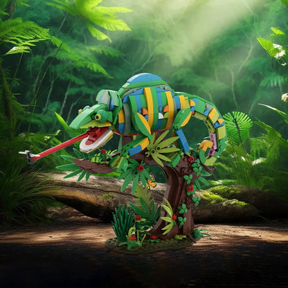 Chameleon Wildlife MOC Building Kit | Colorful Reptile Display Model - 2