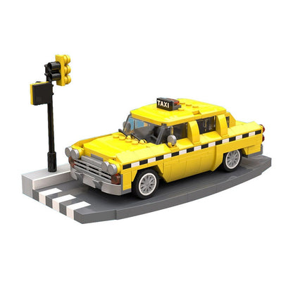 Checker Cab New York Taxi MOC Building Kit | Classic Sedan Vehicle Model - 4