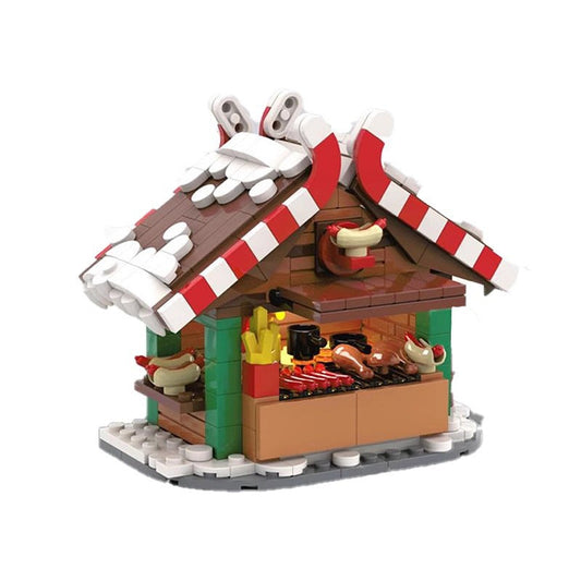 Christmas Grilling Stand MOC Building Kit | Winter Village Scene Model - 1