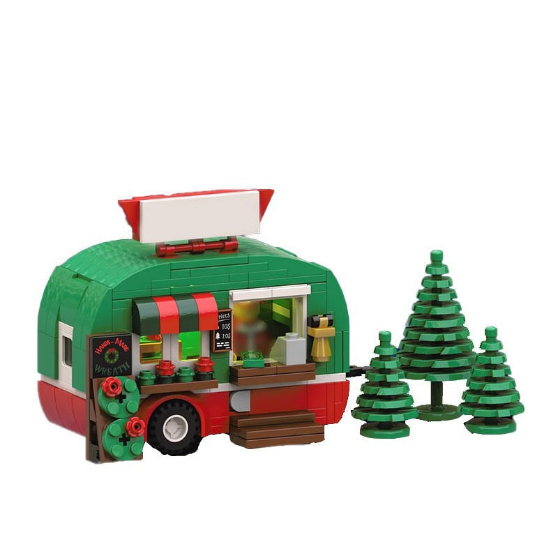 Christmas Tree Seller Caravan Shop MOC Building Kit | Winter Village - 1