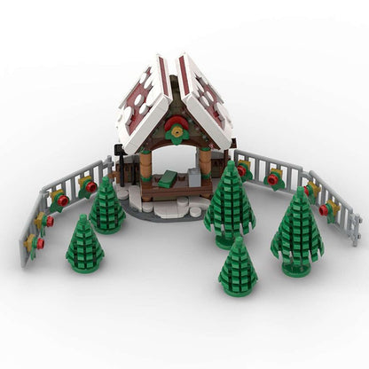 Christmas Tree Seller MOC Building Kit | Winter Market Scene - 4