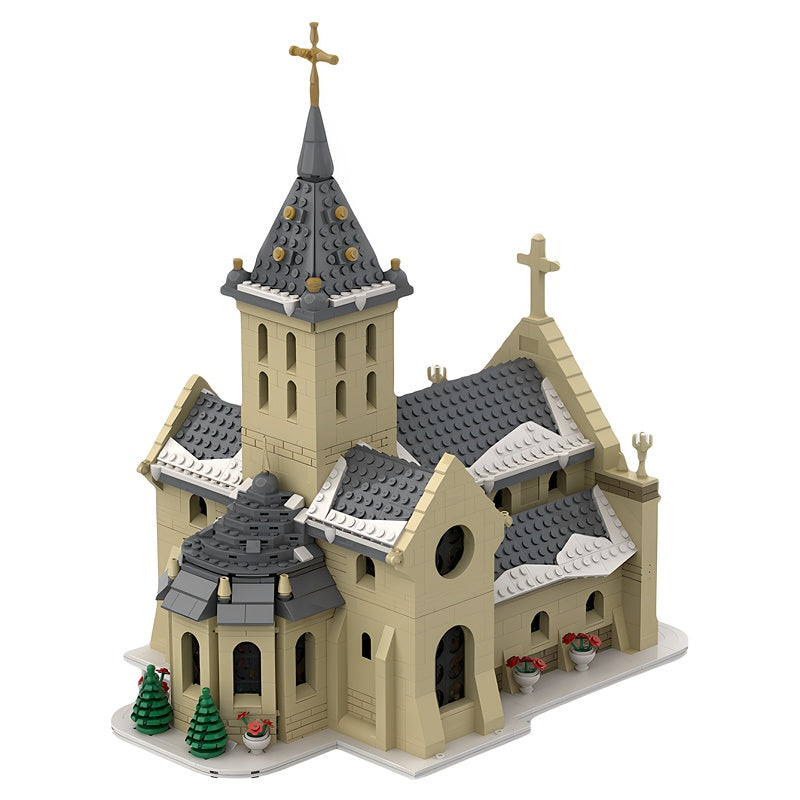 Christmas Village Church with Bell Tower MOC Building Kit - 4