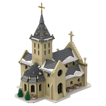 Christmas Village Church with Bell Tower MOC Building Kit - 4