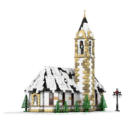 Christmas Winter Church MOC Building Kit | Snowy Village Architecture - 3