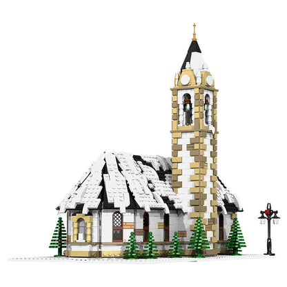 Christmas Winter Village Church Building Kit | LEGO-Compatible MOC - 1