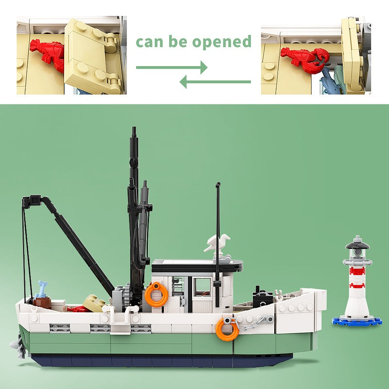 Cinematic Shrimping Boat Building Kit | LEGO-Compatible MOC - 4