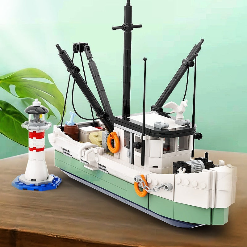 Cinematic Shrimping Boat MOC Building Kit Maritime Diorama Display Model - 1