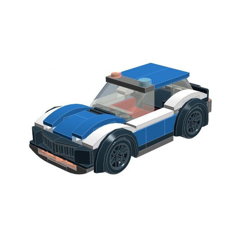 City Police Car MOC Building Kit | Modern Patrol Sedan Vehicle Model - 1