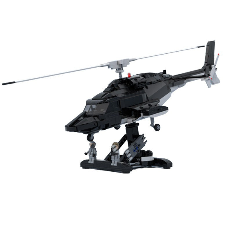 Classic Black Attack Helicopter Building Kit | LEGO-Compatible MOC - 1