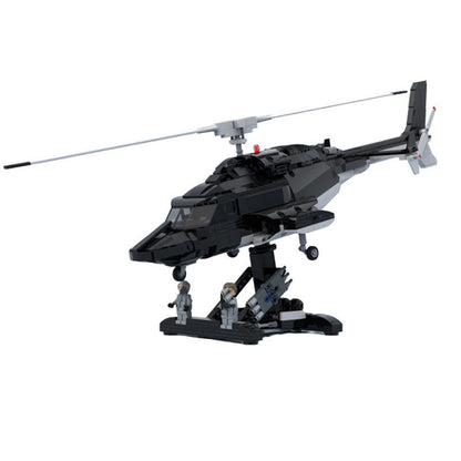 Classic Black Attack Helicopter Building Kit | LEGO-Compatible MOC - 1