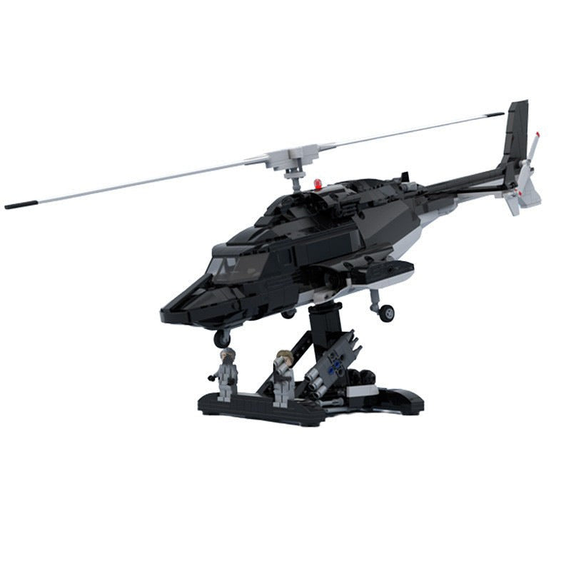 Classic Black Attack Helicopter MOC Building Kit | Military Aircraft Model - 1