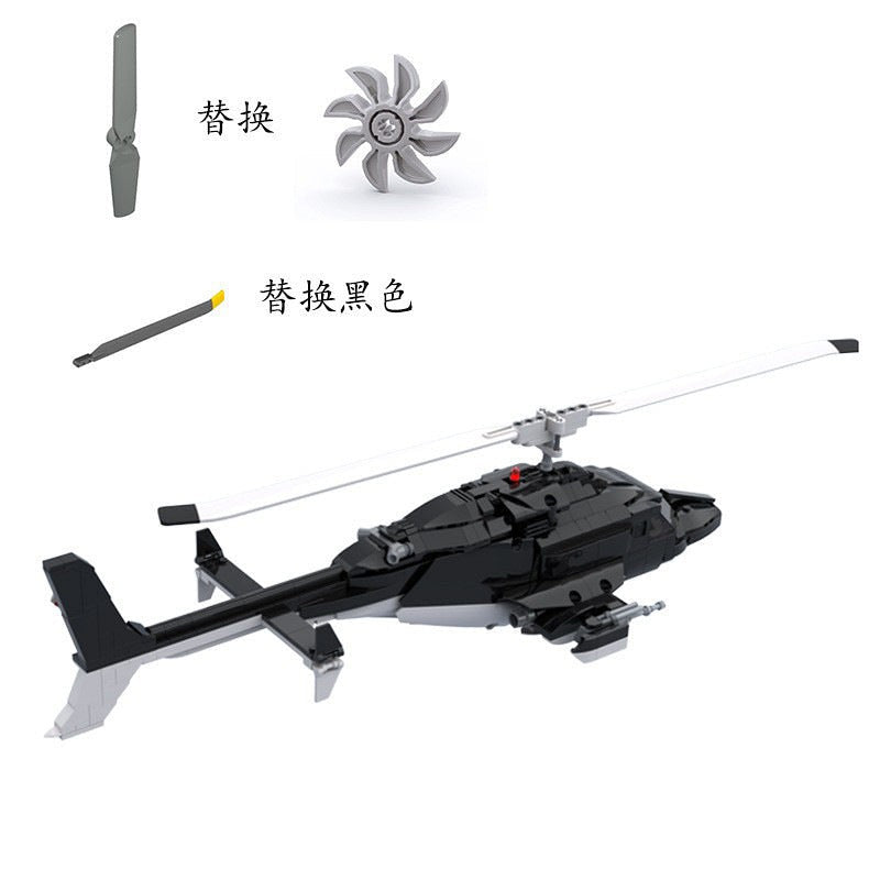 Classic Black Attack Helicopter MOC Building Kit | Military Aircraft Model - 2