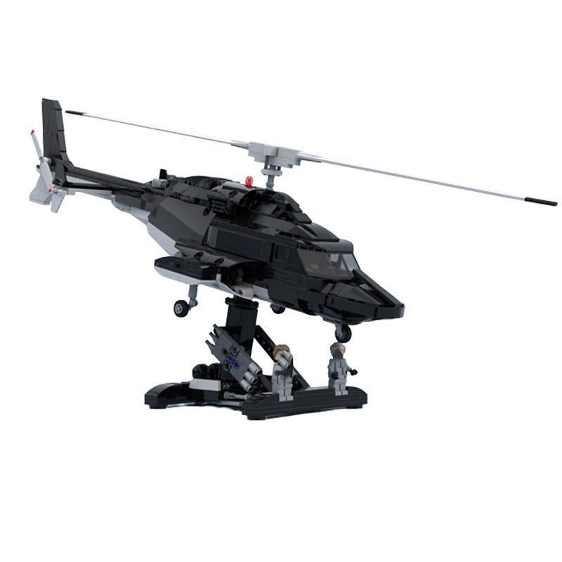 Classic Black Attack Helicopter MOC Building Kit | Military Aircraft Model - 4