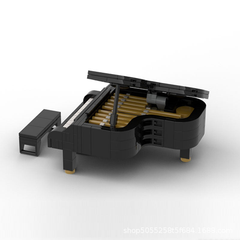 Classic Black Grand Piano Building Kit | Miniature Scale LEGO-Compatible MOC - 2