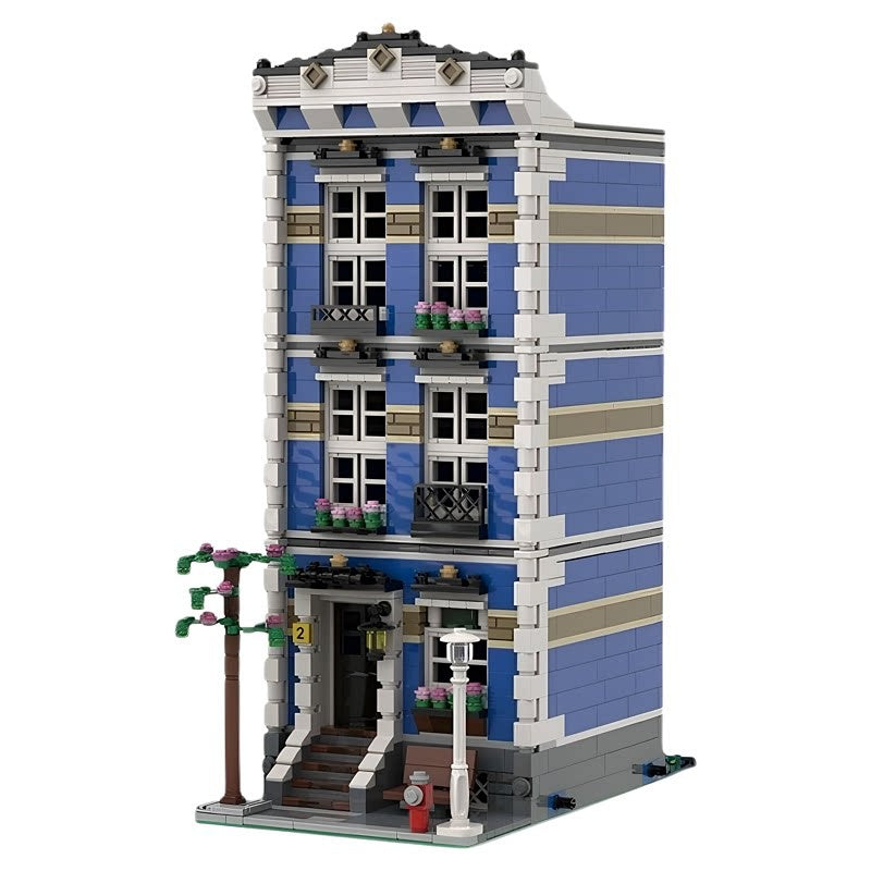 Classic Blue Modular Townhouse MOC Building Kit - 3