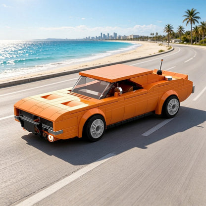 Classic Orange Muscle Car MOC Building Kit | Vintage Vehicle Model - 2