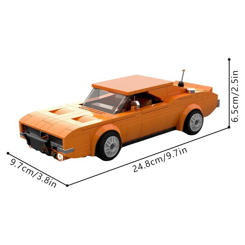 Classic Orange Muscle Car MOC Building Kit | Vintage Vehicle Model - 3