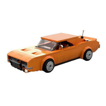 Classic Orange Muscle Car MOC Building Kit | Vintage Vehicle Model - 4