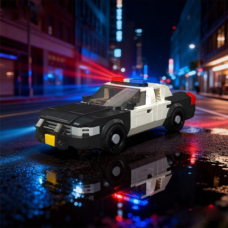 Classic Police Interceptor Sedan MOC Building Kit | Vintage Vehicle Model - 11