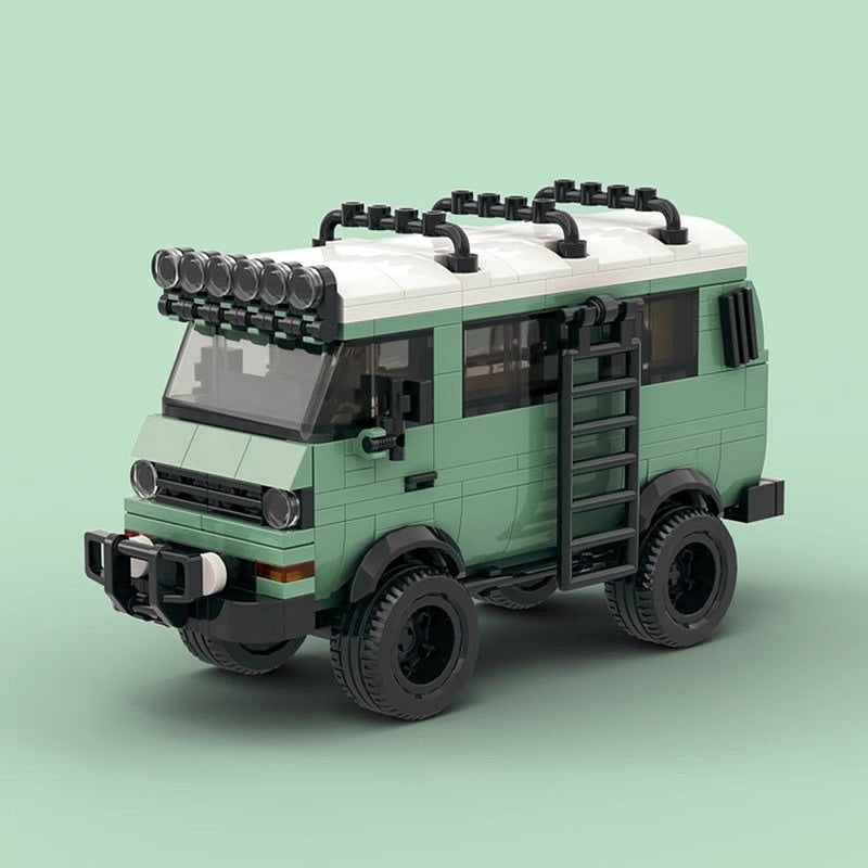 Classic Retro 4x4 Camper Van MOC Building Kit | 6-Wide Travel Vehicle Model - 3