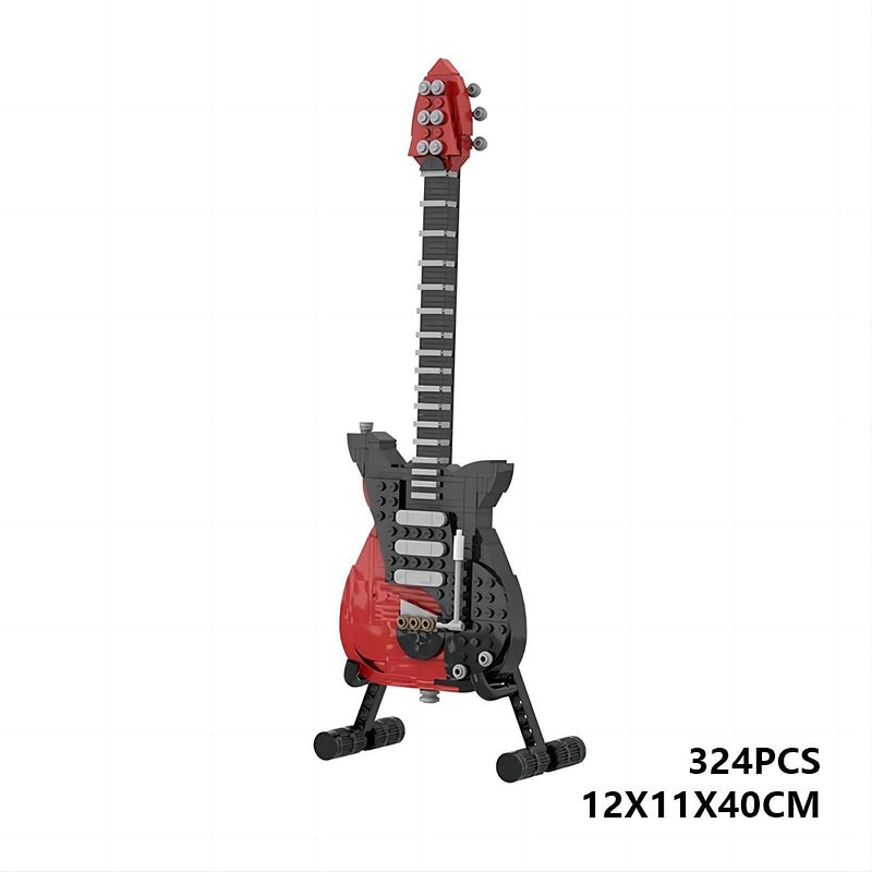 Classic Rock Electric Guitar Building Kit with Display Stand | LEGO-Compatible MOC - 5