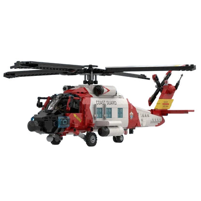 Coast Guard Jayhawk Rescue Helicopter Building Kit | LEGO-Compatible MOC - 1
